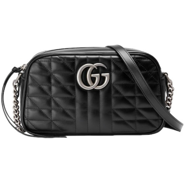 NEW Gucci Black Geometric Marmont Small Matelasse Crossbody Shoulder Bag