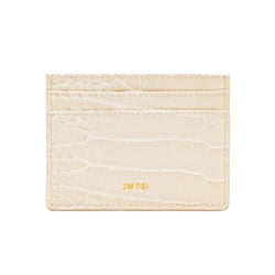 NEW JW PEI Ivory White The Card Holder Crocodile Pattern Vegan Leather Card Holder Wallet