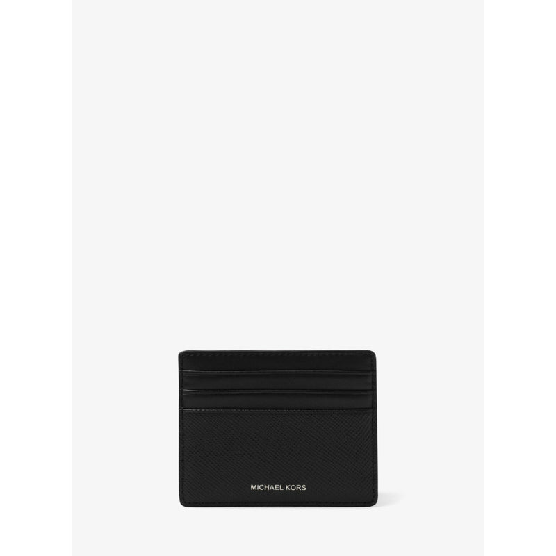 NEW Michael Kors Black Harrison Crossgrain Leather Card Case Wallet