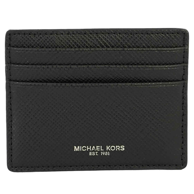 NEW Michael Kors Black Harrison Crossgrain Leather Card Case Wallet