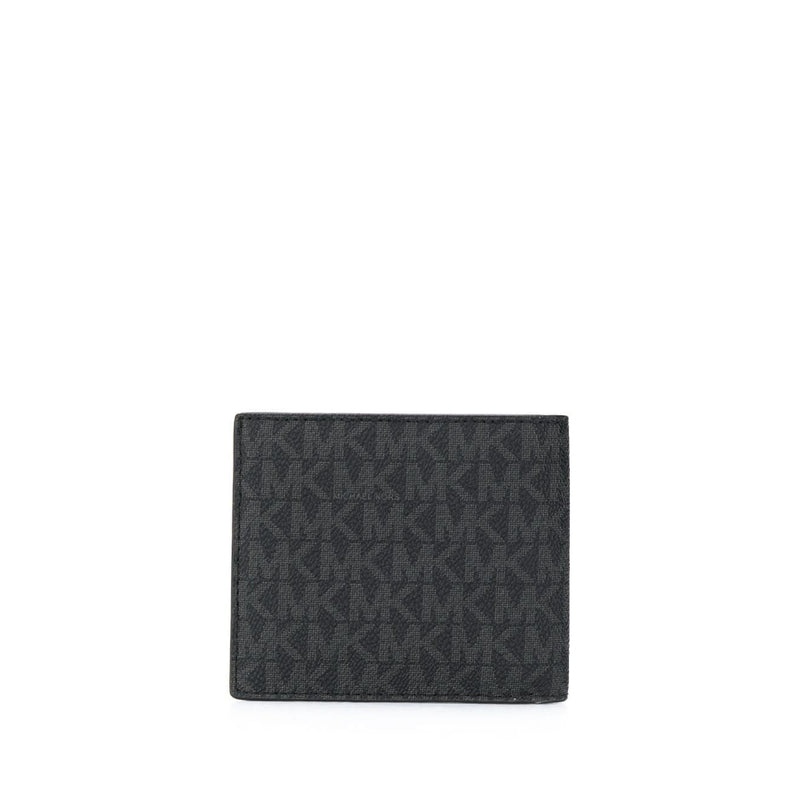 NEW Michael Kors Black Greyson Monogram Logo Coated Canvas Bifold Wallet