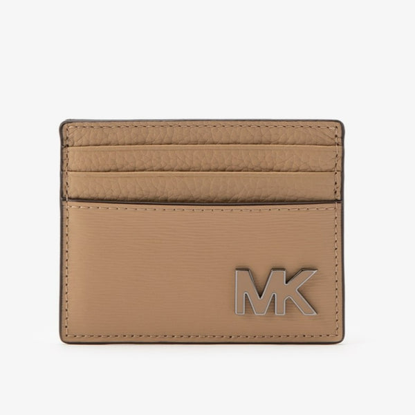 NEW Michael Kors Brown Logo Plaque Leather Card Case Wallet