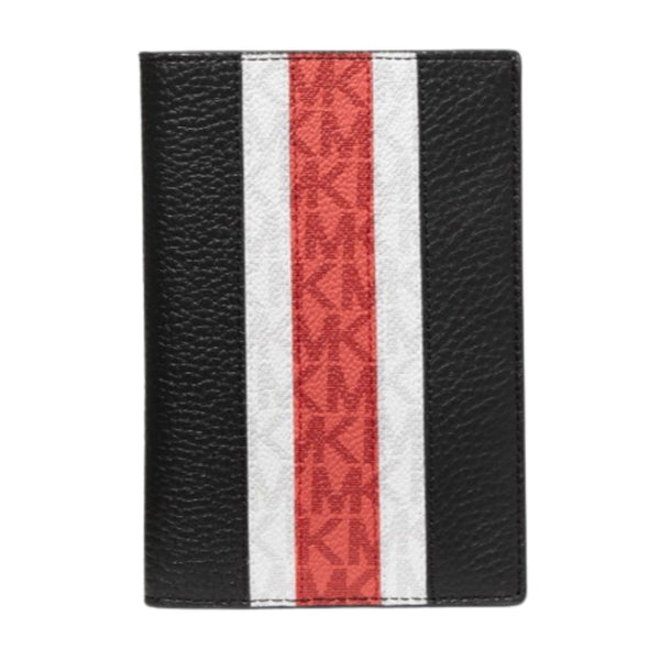 NEW Michael Kors Dahlia Monogram Logo Striped Pebbled Leather Passport Wallet and Luggage Tag Set