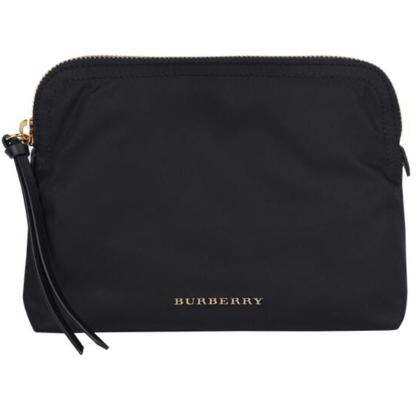 NEW Burberry Black Zip-top Nylon Clutch Pouch Cosmetic Bag