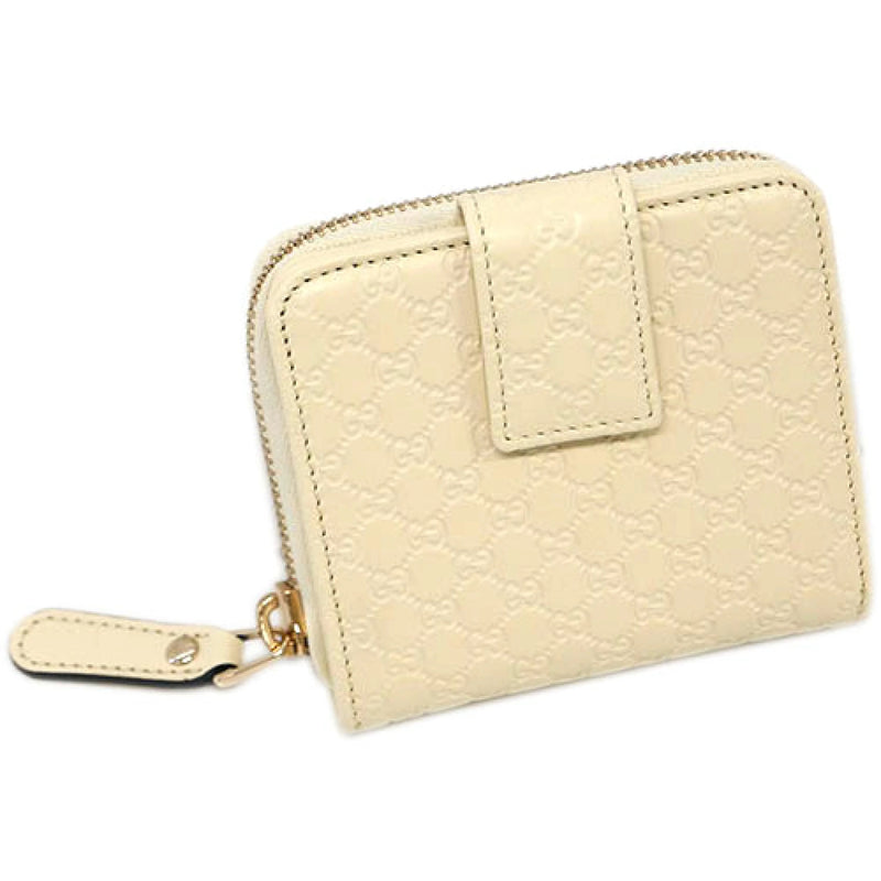 NEW Gucci White GG Guccissima Leather French Wallet Card Case