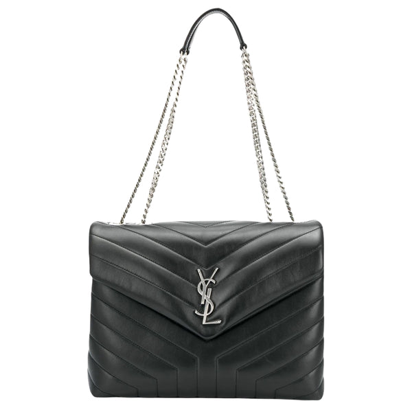 NEW Saint Laurent Black Medium Loulou Quilted Leather Shoulder Bag