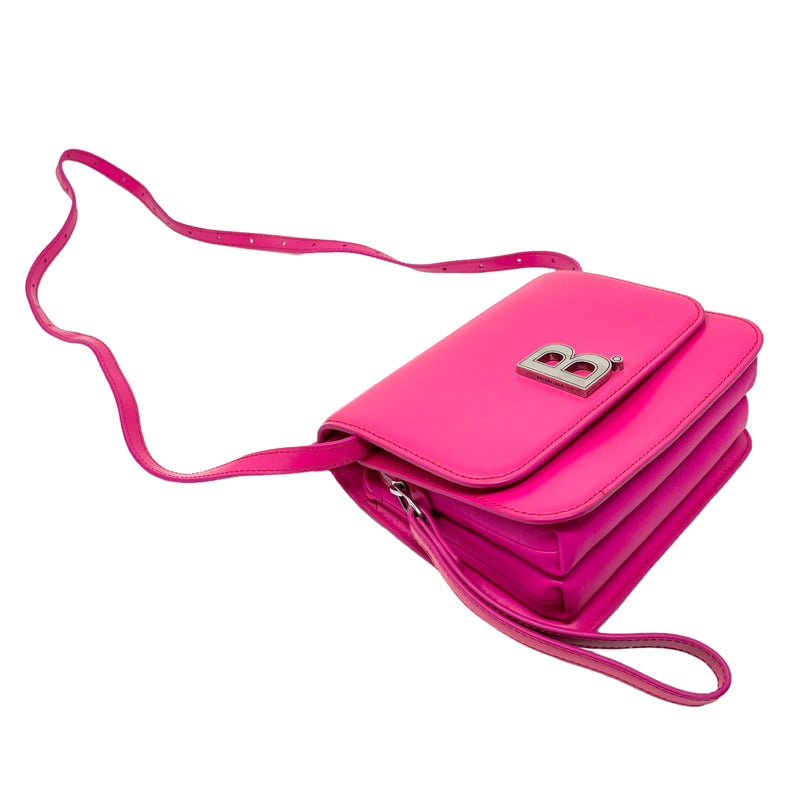 NEW Balenciaga Pink B Logo Leather Crossbody Bag