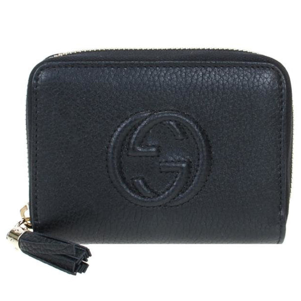New Gucci Black Leather Soho Small Coin Purse Wallet
