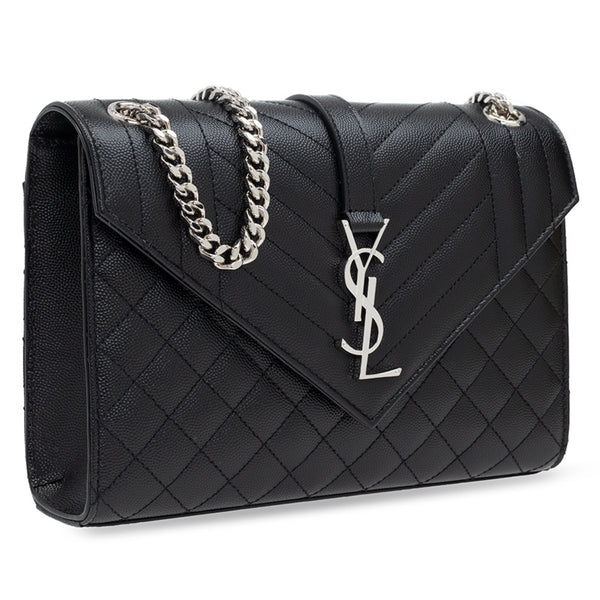 NEW Saint Laurent Black Envelope Medium Chain Leather Crossbody Shoulder Bag