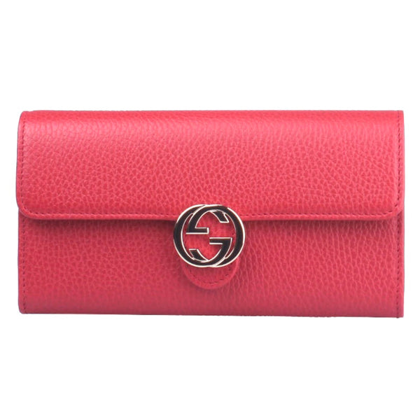 NEW Gucci Red Interlocking G Leather Long Wallet Clutch Bag