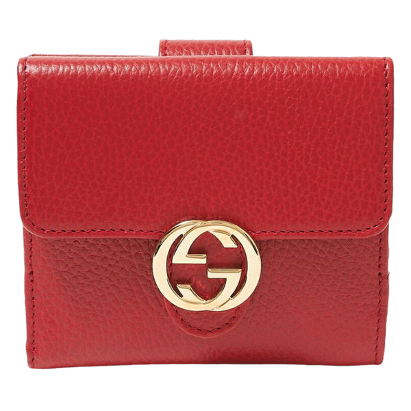NEW Gucci Red Interlocking G Leather Bifold Wallet Card Case
