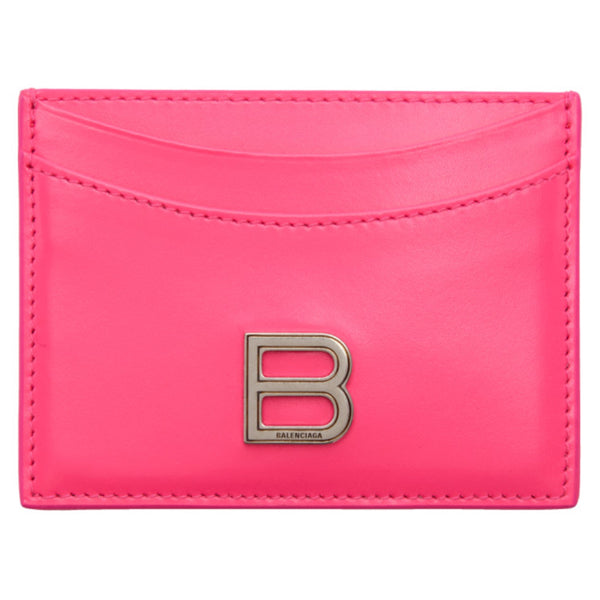NEW Balenciaga Pink Hourglass B Logo Leather Card Case Wallet