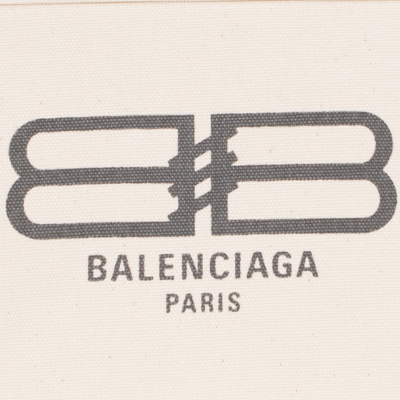 NEW Balenciaga White BB Logo Print Small Jumbo Coated Canvas Clutch Pouch Bag