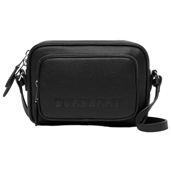 NEW Burberry Black Logo Emboss Leather Crossbody Bag