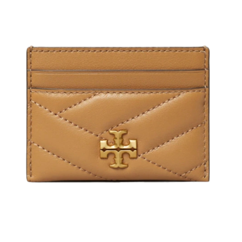 NEW Tory Burch Brown Kira Chevron Quilted Leather Card Holder Wallet