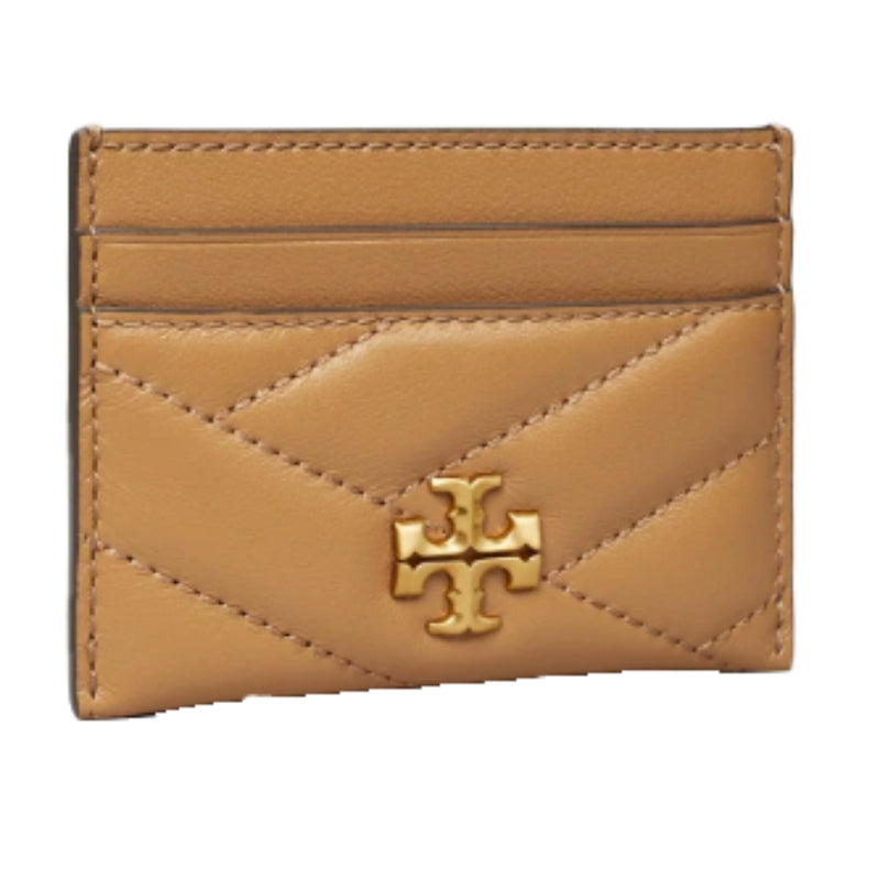 NEW Tory Burch Brown Kira Chevron Quilted Leather Card Holder Wallet