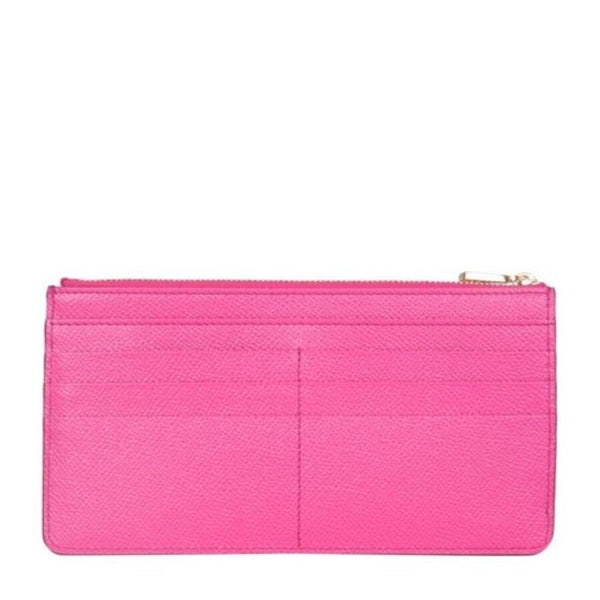 NEW Dolce & Gabbana Pink Large Dauphine Leather Card Holder Wallet