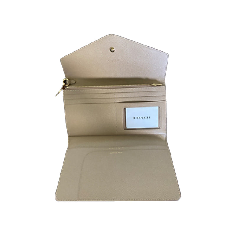 NEW Coach Pink Travel Crossgrain Leather Envelope Wallet Clutch Bag