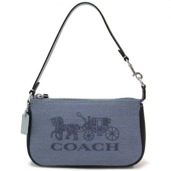 NEW Coach Blue Nolita 19 Printed Logo Jacquard Pouch Clutch Bag