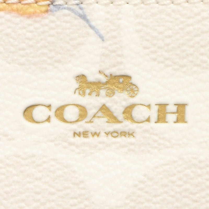 NEW Coach White Corner Zip Mystical Floral Print Monogram Signature Canvas Wristlet Clutch Bag