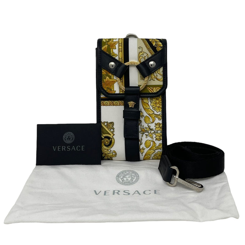 NEW Versace Multicolor Barocco Bondage Canvas Phone Holder Crossbody Bag