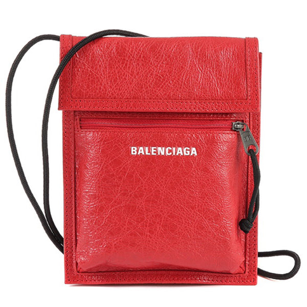 NEW Balenciaga Red Explorer Cracked Leather Pouch Crossbody Bag
