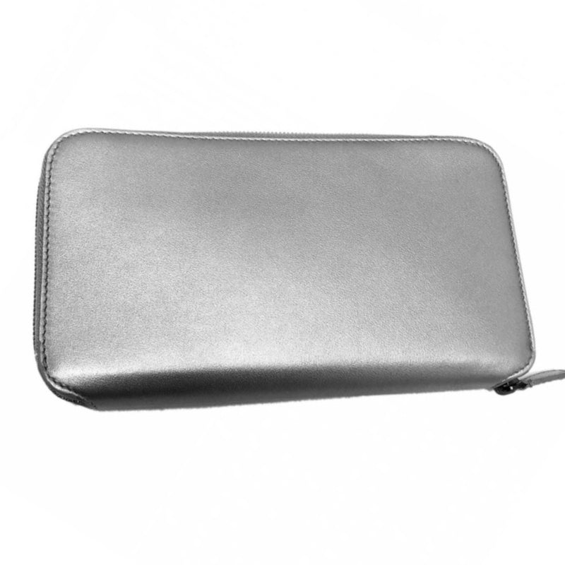 NEW Balenciaga Silver Ville Leather Zip Around Wallet Clutch Bag