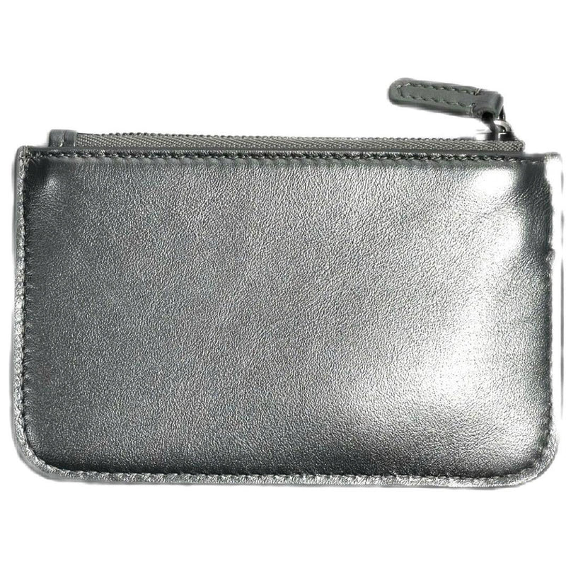 NEW Balenciaga Silver Printed Logo Leather Key Chain Pouch Bag