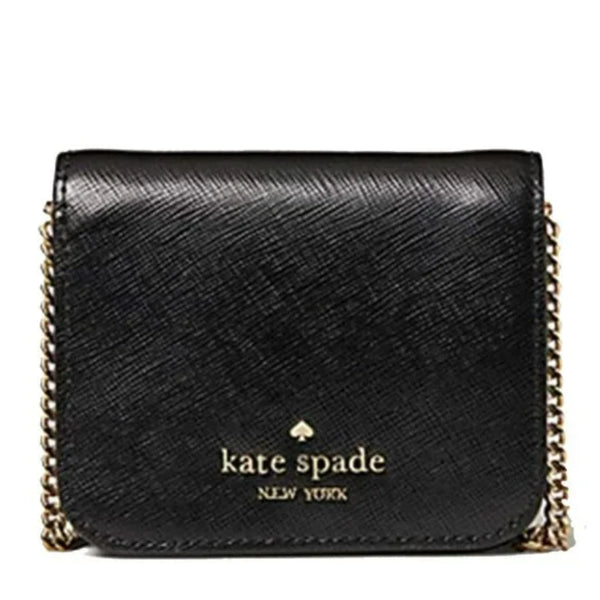 NEW Kate Spade Black Staci Cardcase On A Chain Mini Wallet Crossbody Bag