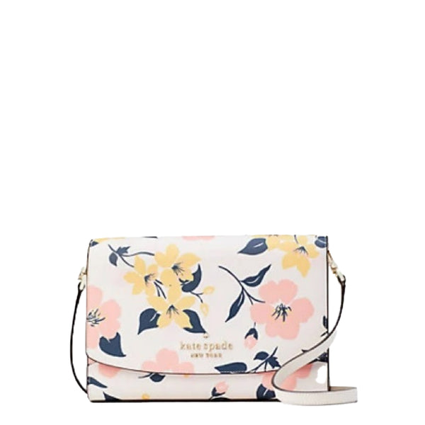 NEW Kate Spade Cream Multi Carson Convertible Floral Print Leather Crossbody Bag