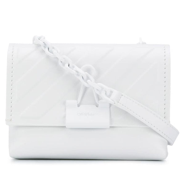 NEW Off-White Virgil Abloh White Diagonal Stripe Leather Crossbody Bag