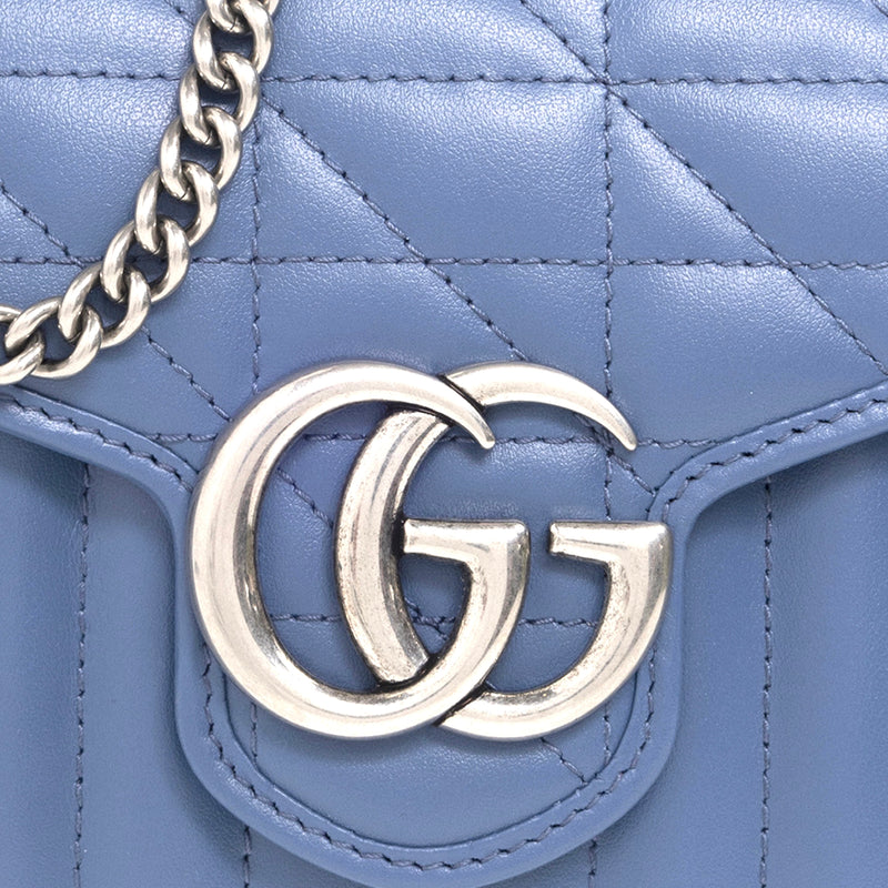 NEW Gucci Blue GG Marmont 2.0 Mini Quilted Leather Crossbody Shoulder Bag