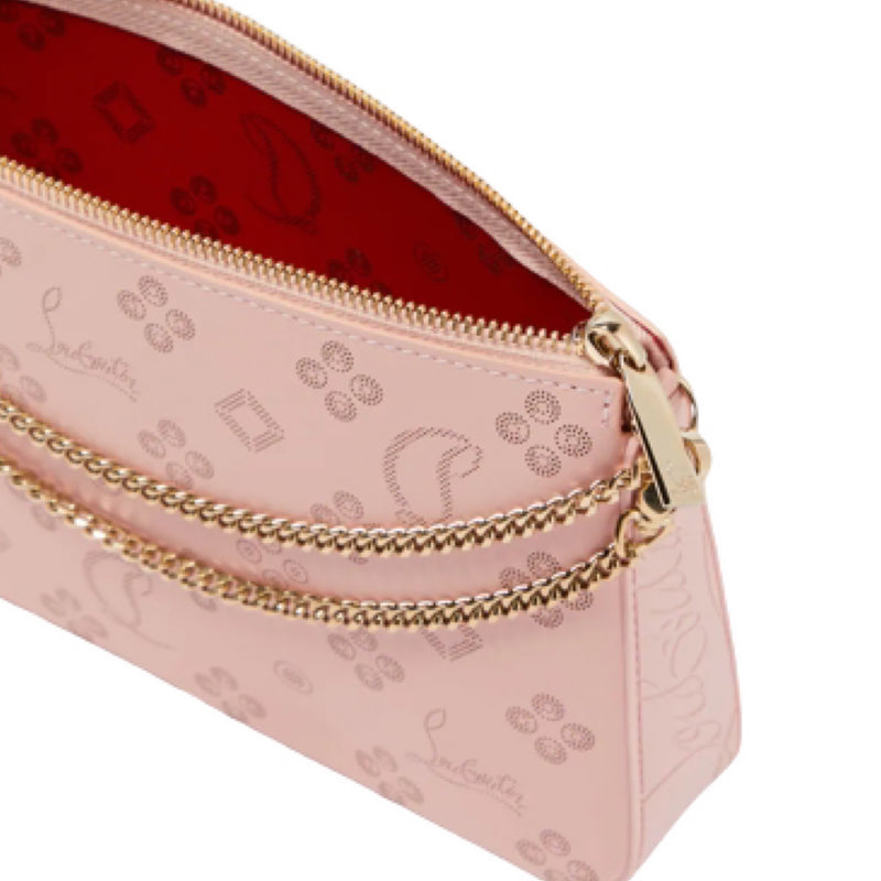 NEW Christian Louboutin Rosy Loubila Monogram Logo Leather Clutch Shoulder Bag