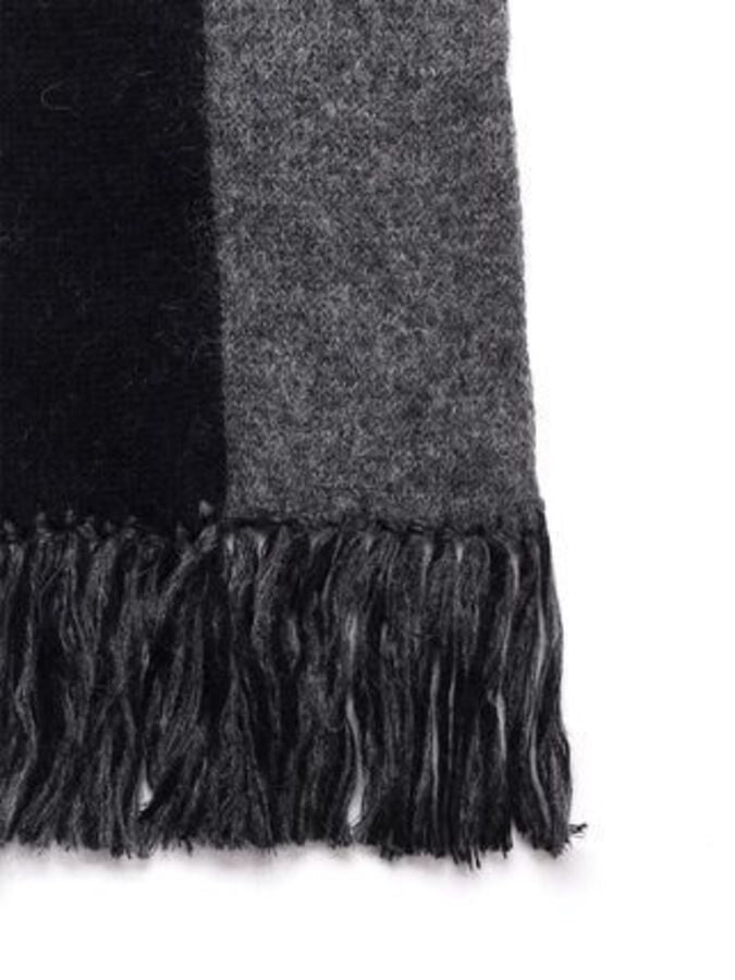 NEW Saint Laurent Black Two Tone Knitted Logo Wool Scarf