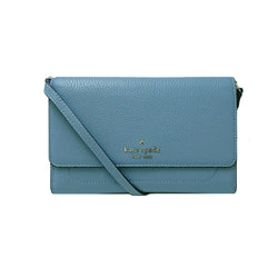 NEW Kate Spade Dusty Blue Harlow Pebbled Wallet on a String Crossbody Bag