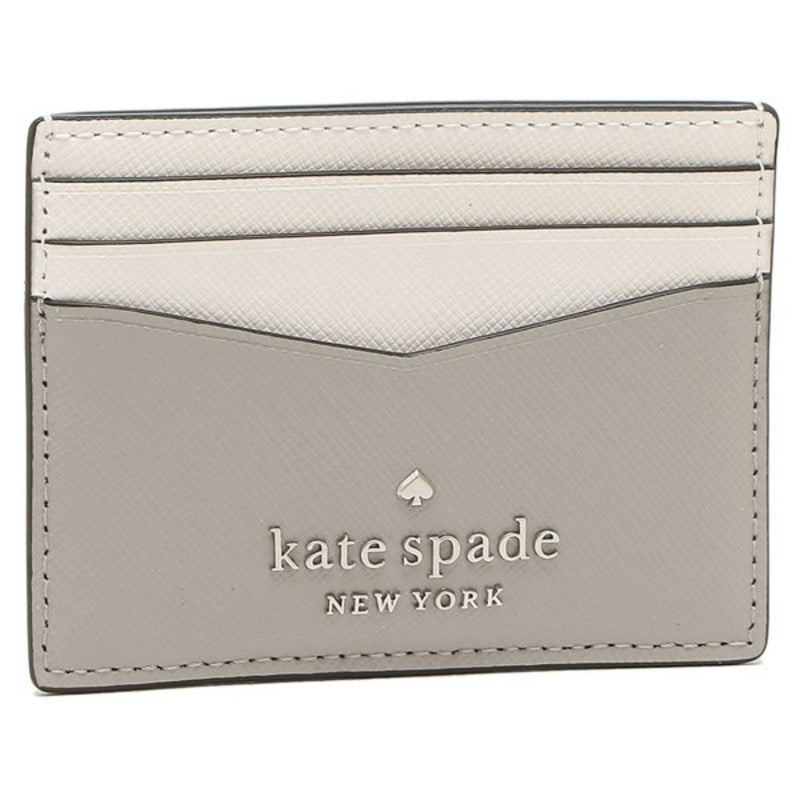 NEW Kate Spade Nimbus Grey Colorblock Saffiano Leather Small Slim Card Holder