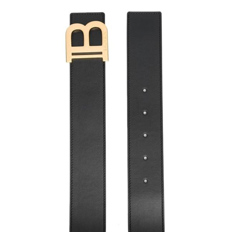 NEW Balmain Black B Logo Leather Belt