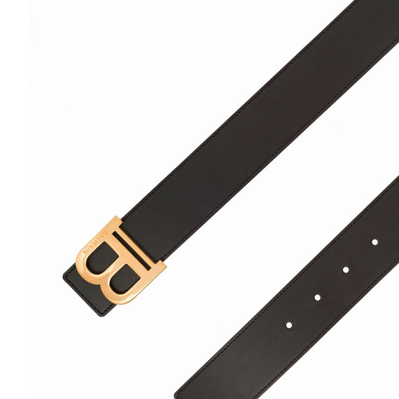 NEW Balmain Black B Logo Leather Belt